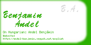 benjamin andel business card